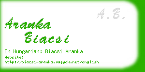 aranka biacsi business card